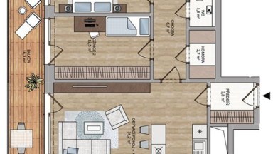 Pronájem prostorného bytu 3+kk, 104m2 s balkonem, garáž. stáním, sklepem v Praze 5, ul. Naskové