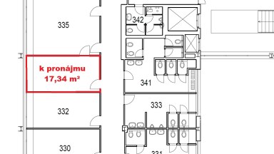 Pronájem kanceláře 17,34 m2 ulice Sokolovská