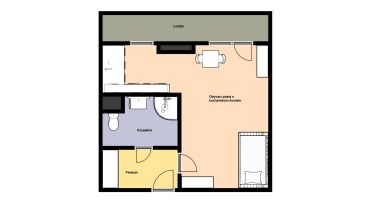 Pronájem krásného bytu 1+kk/L/S, 32 m2, Praha 4 - Krč, Milevská