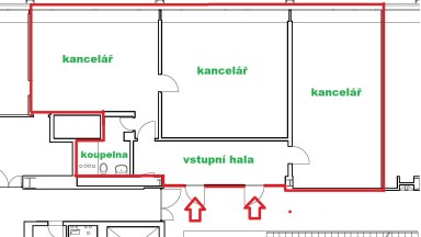 Pronájem tří kanceláří 114 m2 ulice Sokolovská